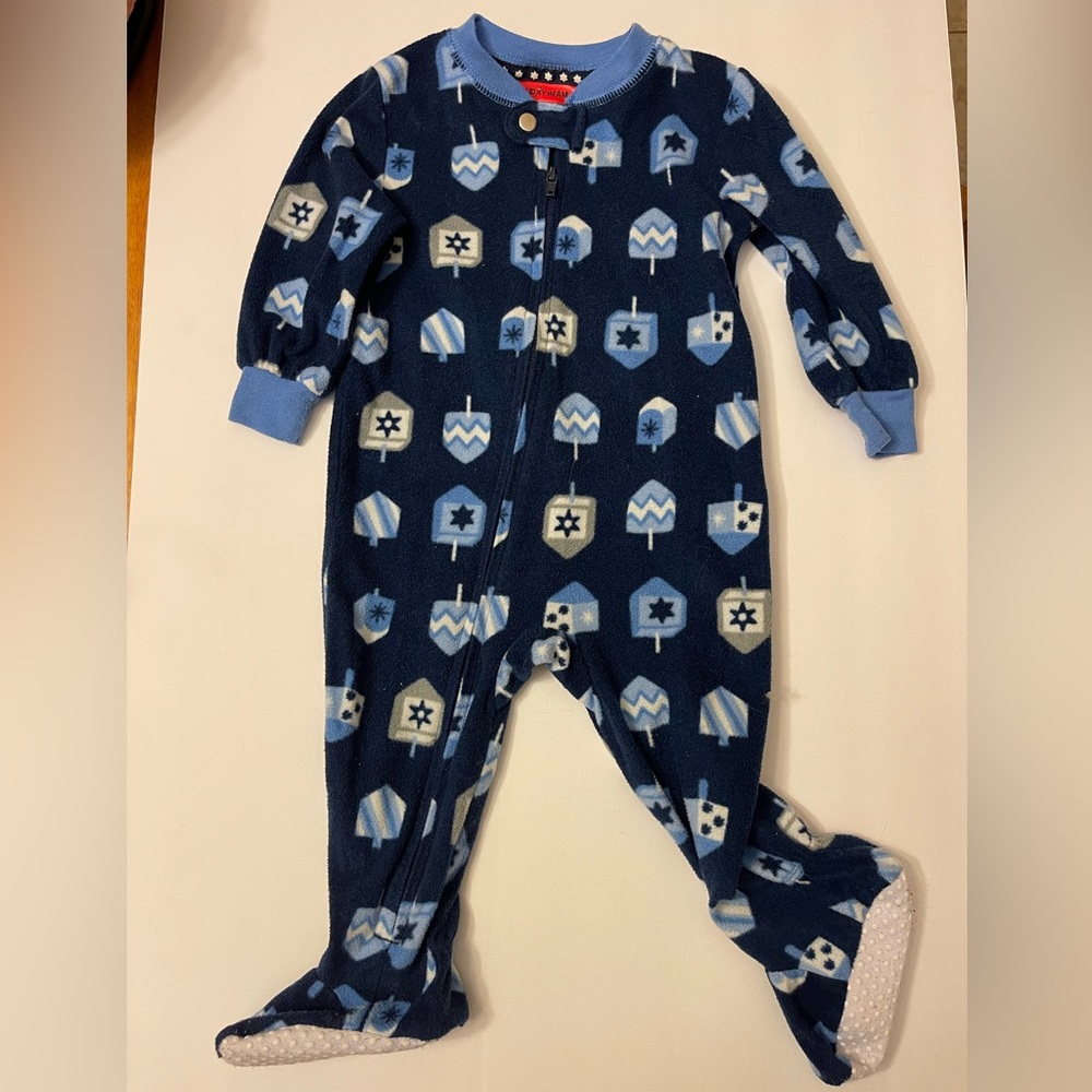 HOLIDAY#FAMJAMS HANUKKAH DANCING DREIDELS FOOTSIE PAJAMAS 6-12 MONTH